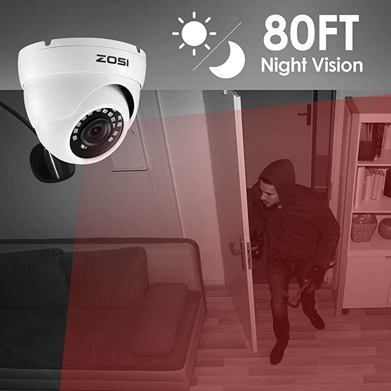 4 Pack 1080P Security Cameras 2.0MP Waterproof Outdoor Indoor 80ft Day Night CCTV White Dome Surveillance Cameras Compatible with 720P/1080N/1080P/5MP/4K HD-TVI AHD CVI Analog CCTV DVR Systems