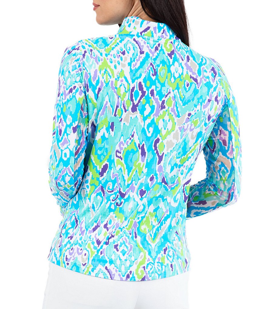 IBKUL Tillie Print Long Sleeve Mock Neck Top