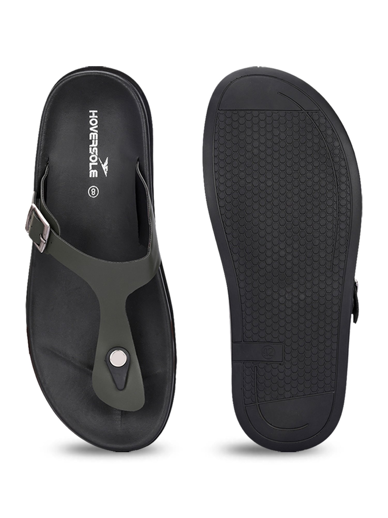 Hoversole Men's Olive T-Strap Sandals