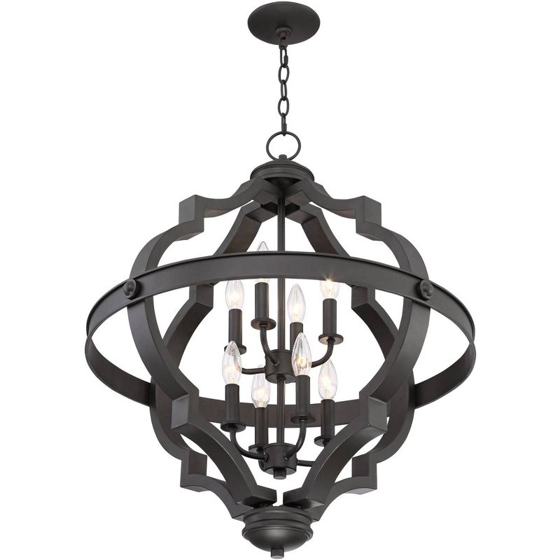 Regency Hill Bronze Ornate Cage Pendant Chandelier 25 1/4" Wide 8-Light Fixture for Dining Room House Foyer Kitchen Entryway