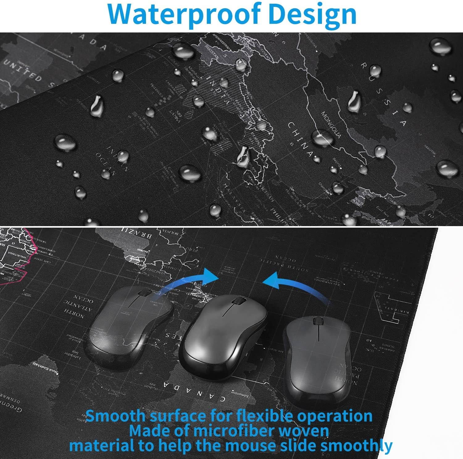 EFISH Large Gaming Mouse Map Padwith Non-Slip BaseWaterproof and Foldable PadExtended XXL Size35.4X15.75 InchesDesktop Pad Suitable for GamersSuitable for DesktopOffice and HomeBlack.