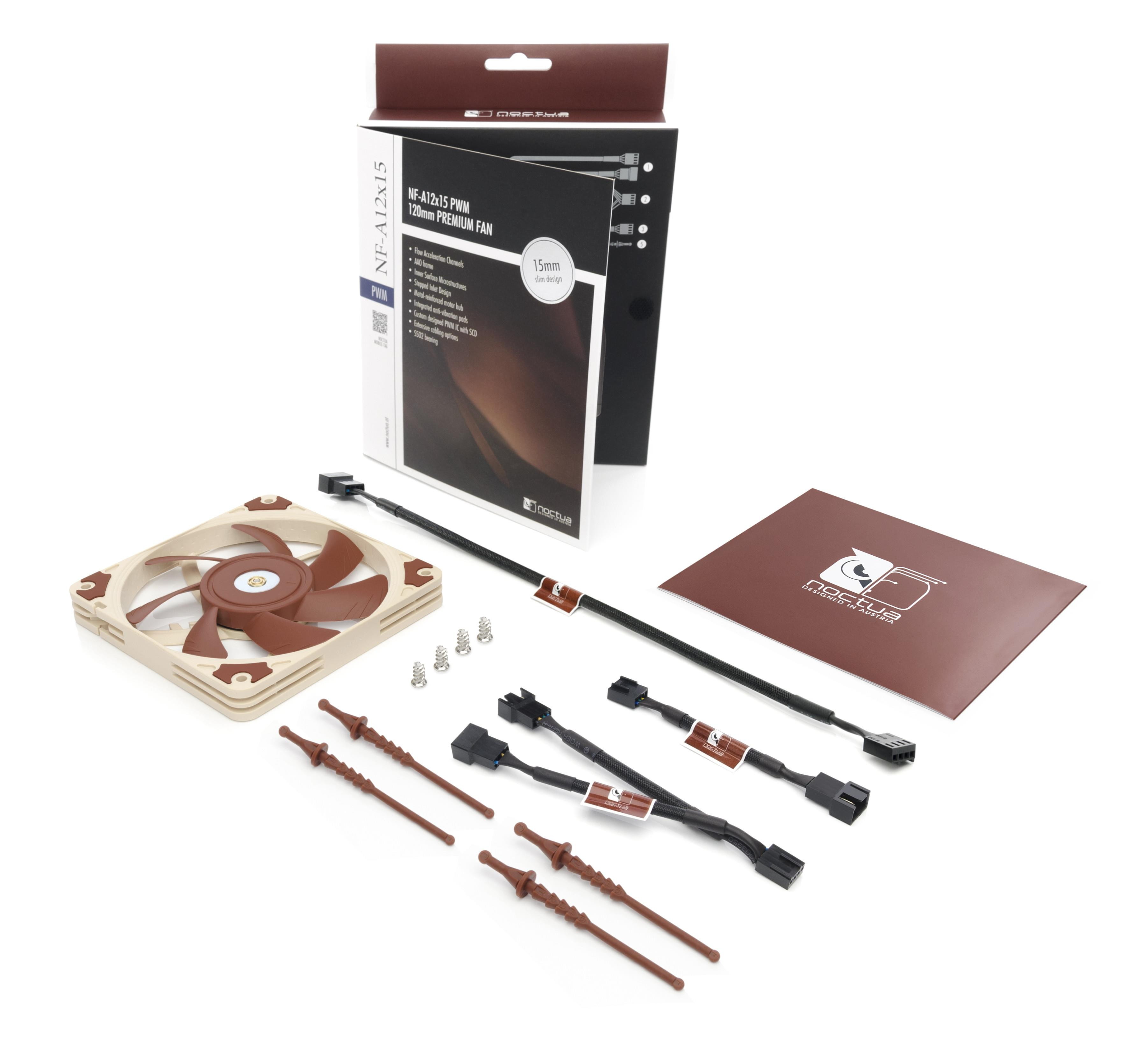 noctua nfa12x15 pwm premiumquality quiet slim 120mm fan