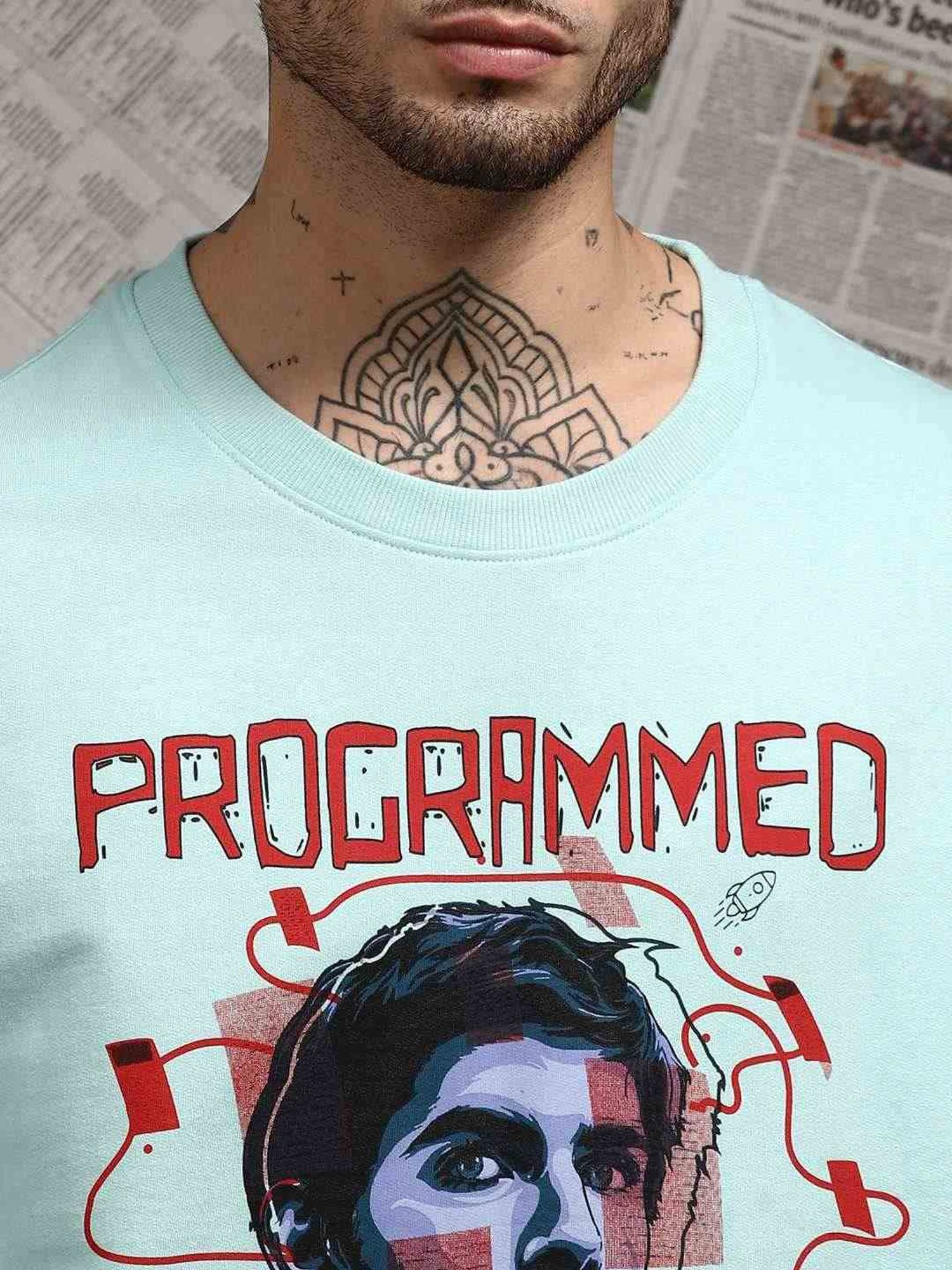 Difference Of Opinion Turquoise Loose Fit Printed Unisex T-Shirt