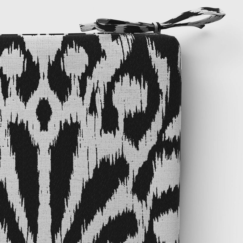 Peacock Ikat Outdoor Seat Cushion DuraSeason Fabric™ Black - Threshold™