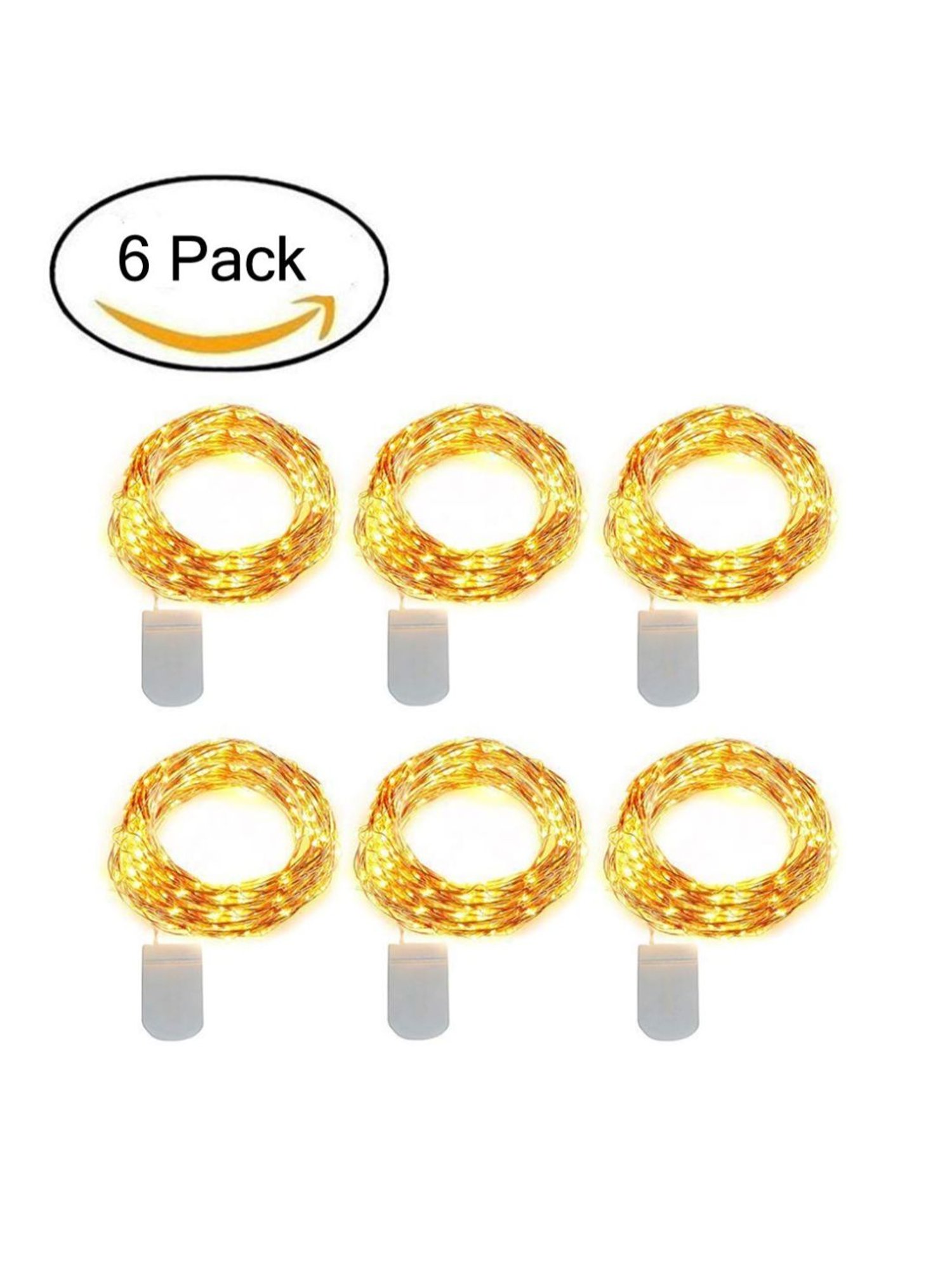 XERGY 20 LED 2 m Starry String Battery Fairy Lights 2X CR2032 Large Beads Copper Wire (Pack of 6 )