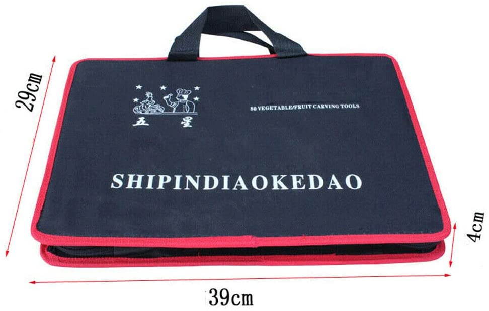 TFCFL Portable 80 Pcs/Set Kitchen Vegetable Fruit Chiseling Carving Tool Kit Alloy Steel Rust-proof Chef Cooking Carving Tools Knife Graver & black bag