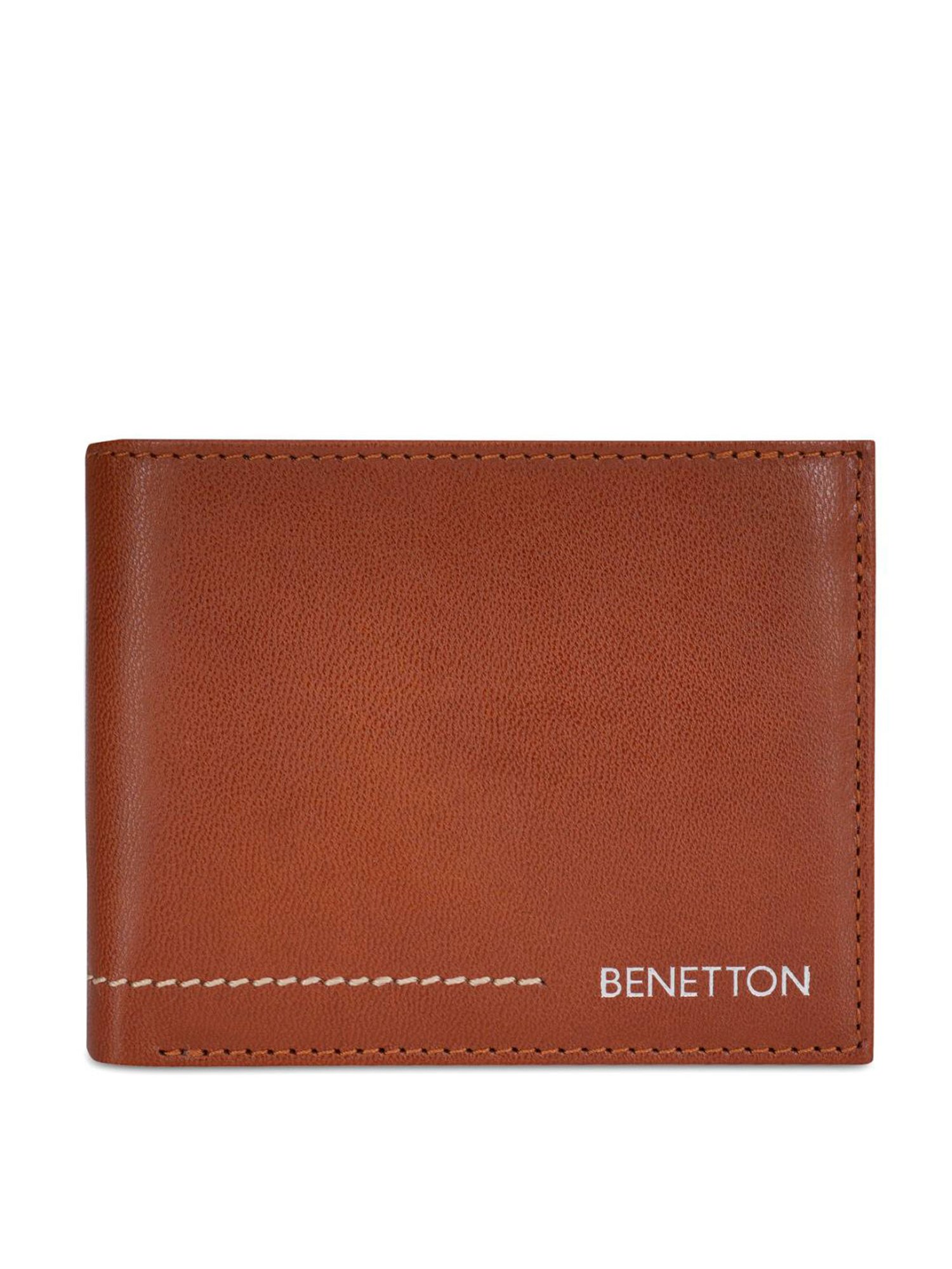 United Colors of Benetton Benito Tan Leather Solid Bi-Fold Wallet