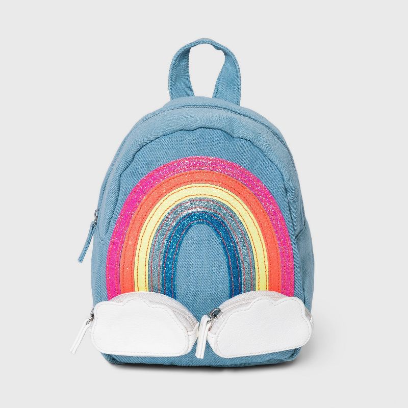 Toddler Girls' Rainbow Denim Backpack - Cat & Jack™ Blue