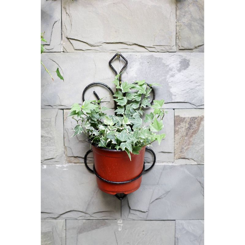 Iron Single Pot Novelty Wall Planter With Distressed Detail Black/Gold - Ore International