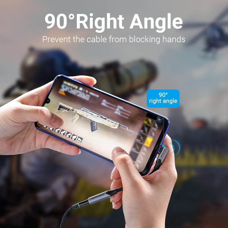 Vention Type C to 3.5mm Audio Adapter 90 Degree Right Angle Male to Female Earphone Jack Adapter USB C Connector for Huawei