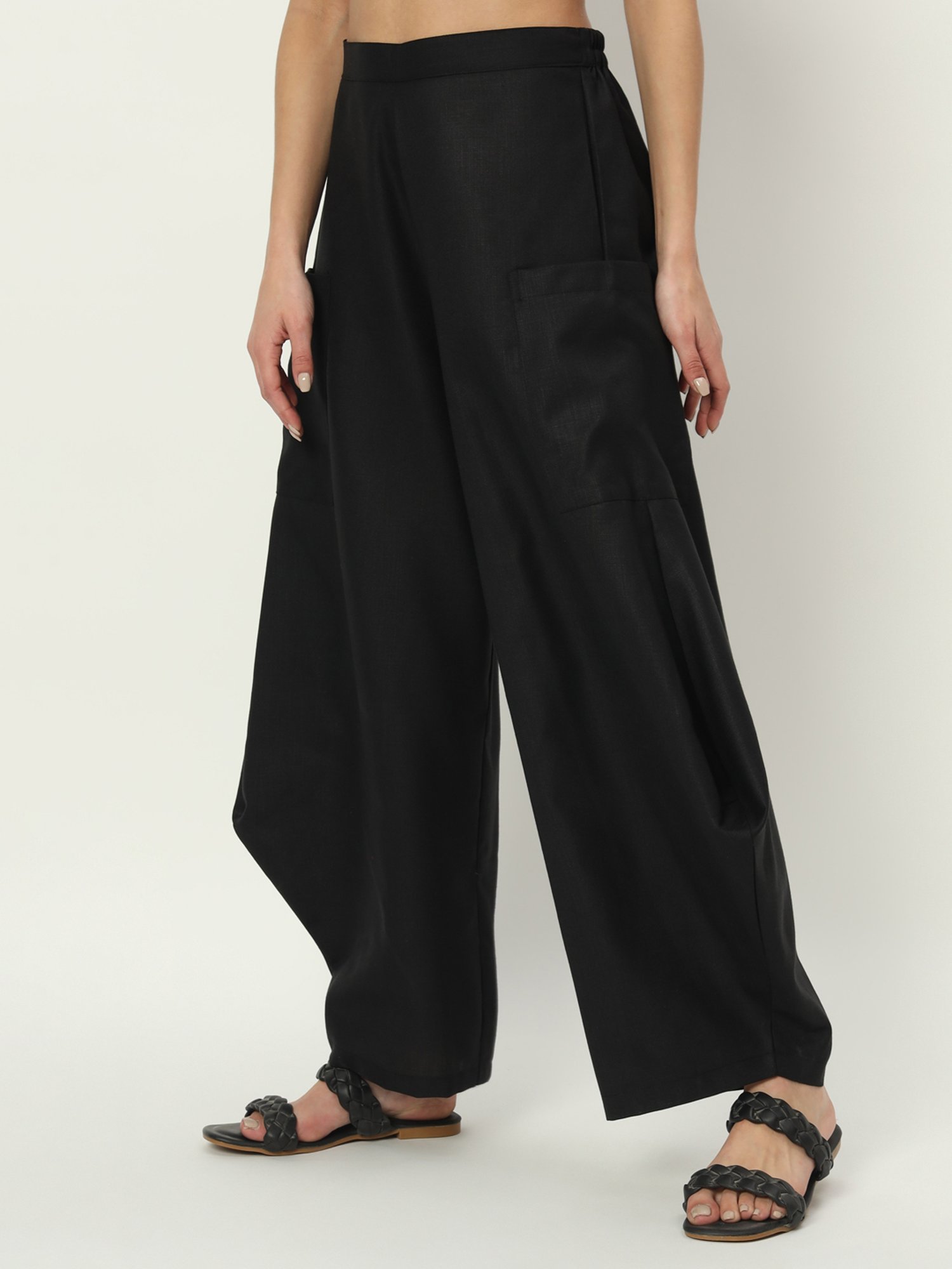 9rasa Black Cotton Pants