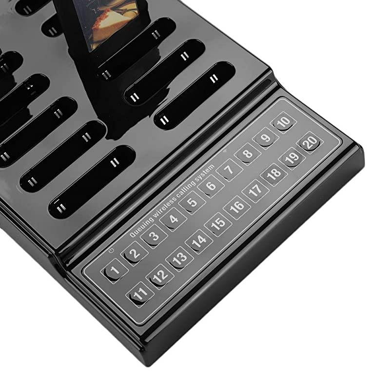 Restaurant Pager System, Wireless Calling System,Long Range Paging System with 20 Pcs Coaster Pagers and 1 Pcs 20-Channel Keypad Wireless Call Button Base for Restaurant Church Shop