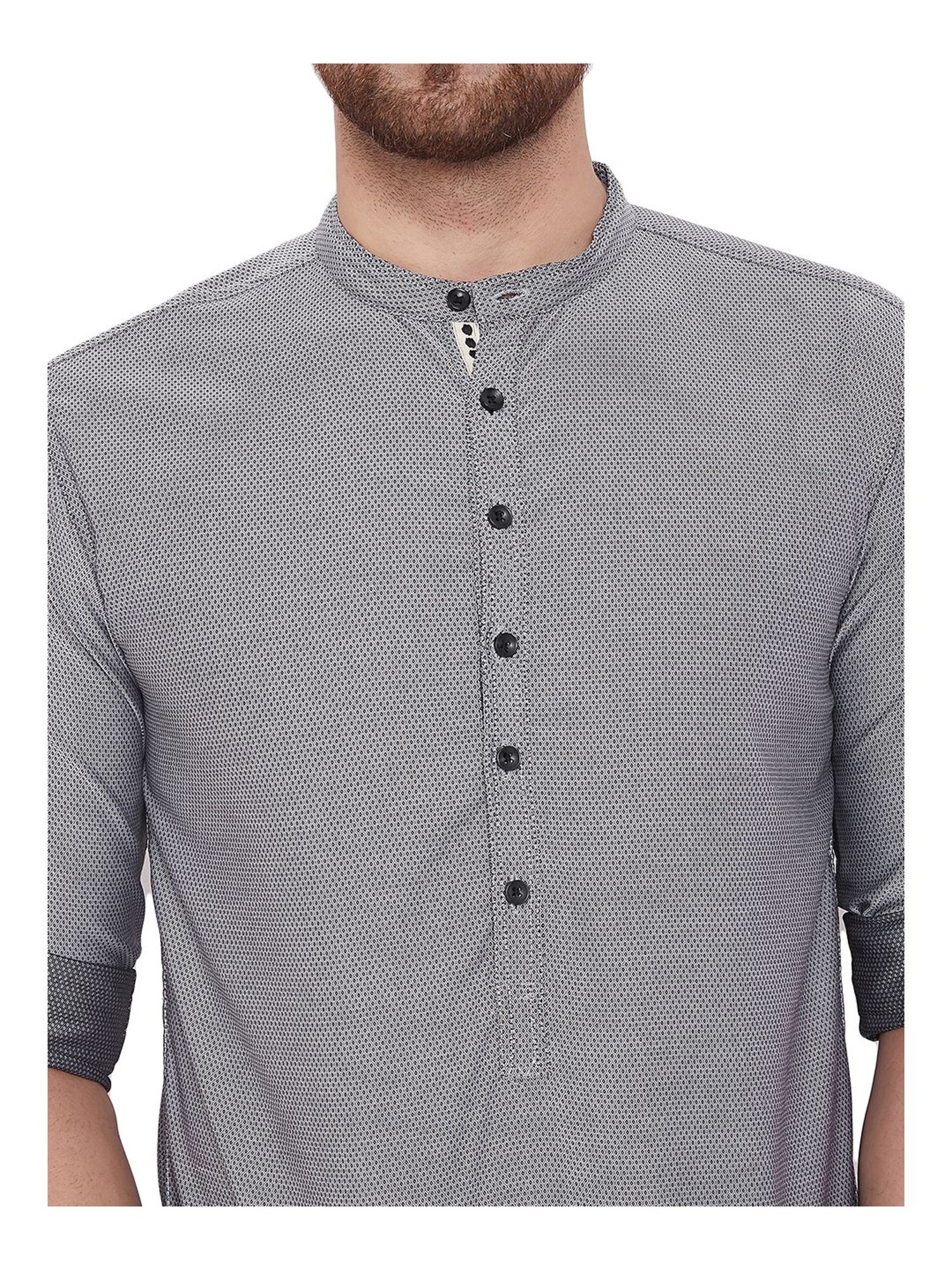 Even Grey Cotton Regular Fit Short Kurta