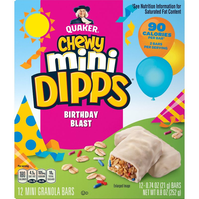 Quaker Chewy Mini Dipps Birthday Bash Bars - 8.4oz/12ct