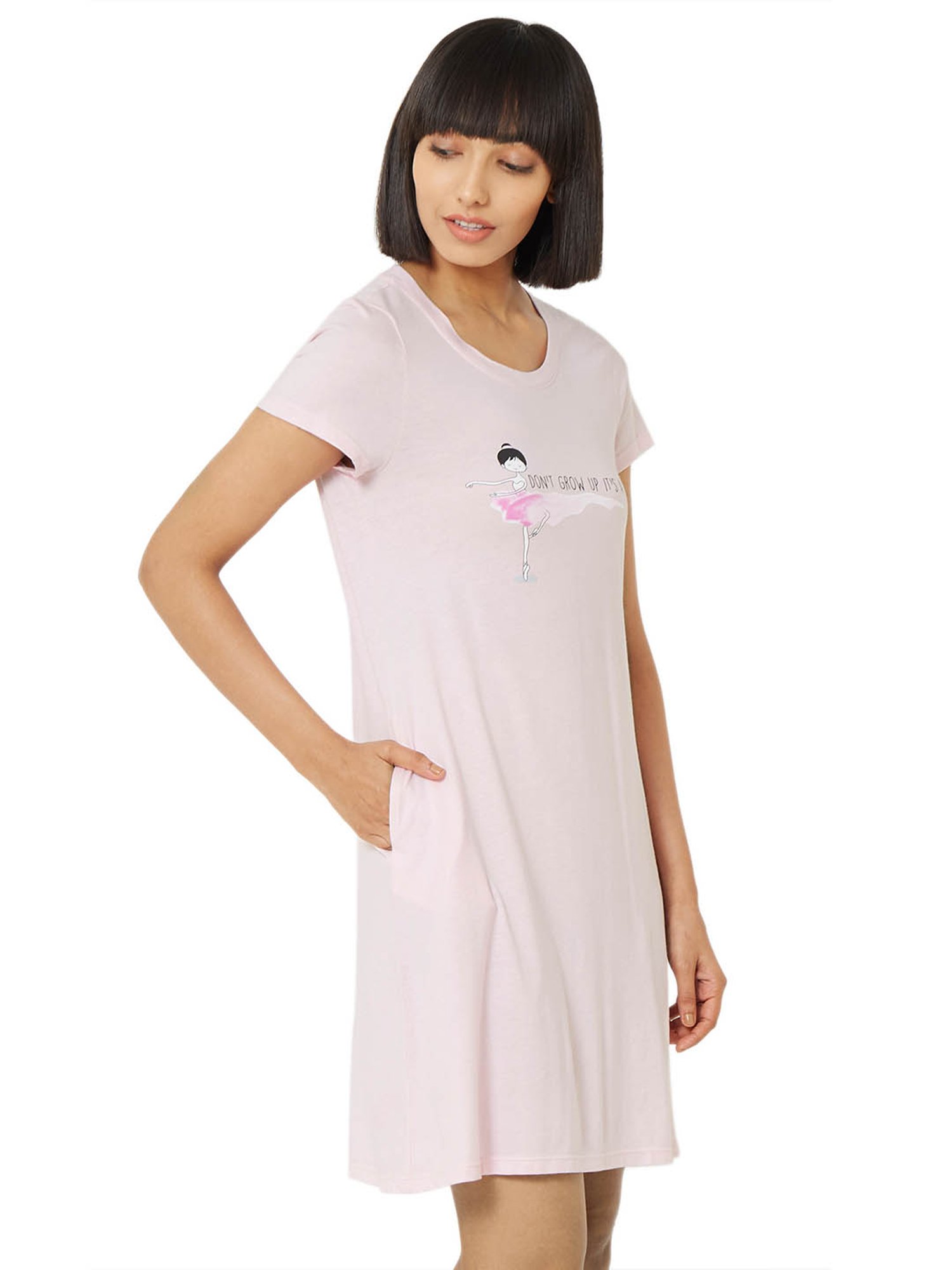 Soie Pink Printed Sleep Shirt