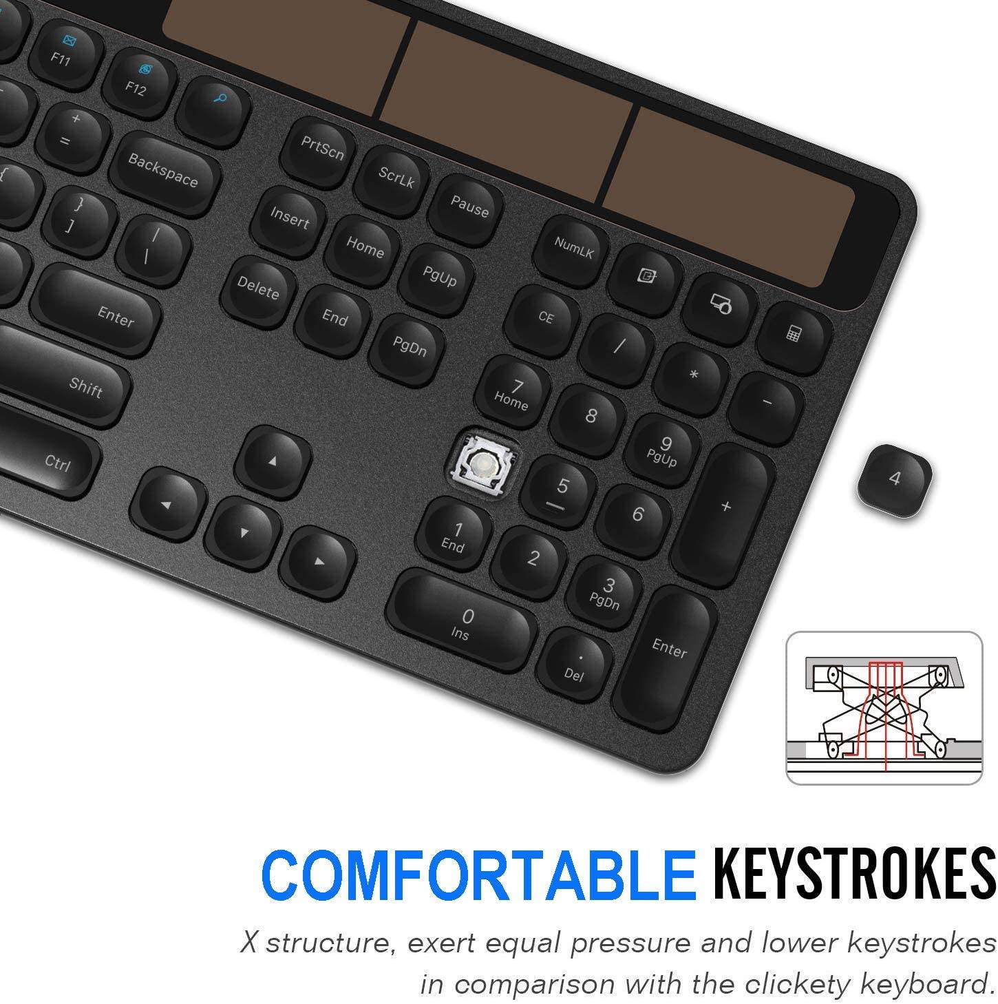 2.4G Wireless Keyboard Stainless Steel Ultra Slim Full Size Keyboard with Numeric Keypad for Computer/Desktop/PC/Laptop/Surface/Smart TV and Windows 10/8/ 7 Built in Rechargeable Battery