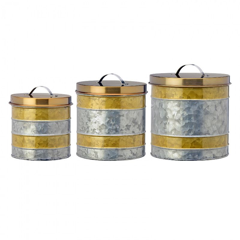 Amici Home Amelia Gold Galvanized Canister, Assorted Size Set of 3