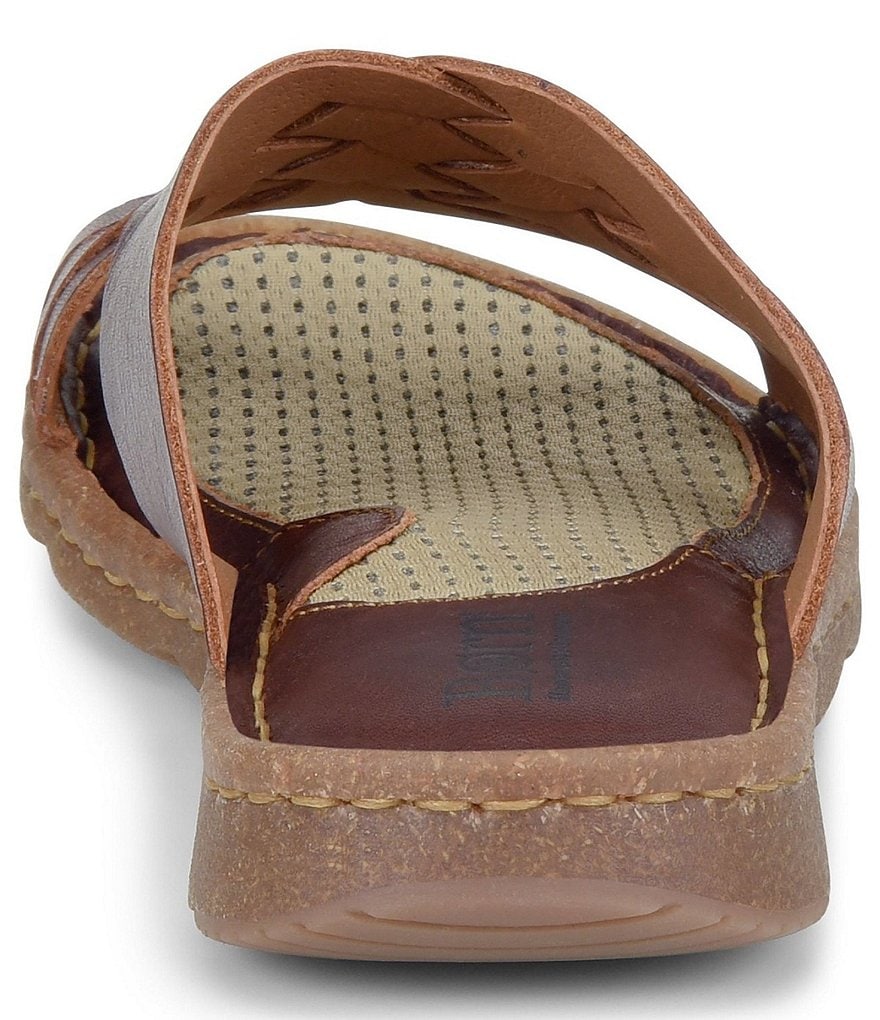 Born Basia Woven Leather Slide Sandals