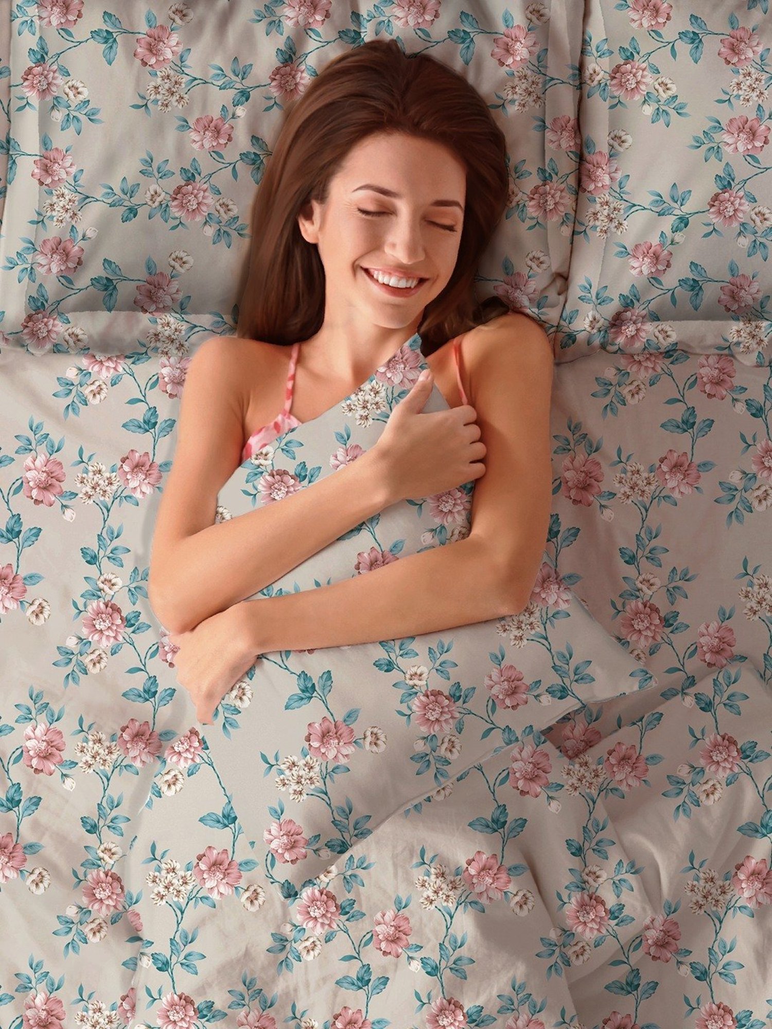 Boutique Living Magnifique  Floral Blue 200 TC Cotton King Bed Sheet with 2 Pillow Covers