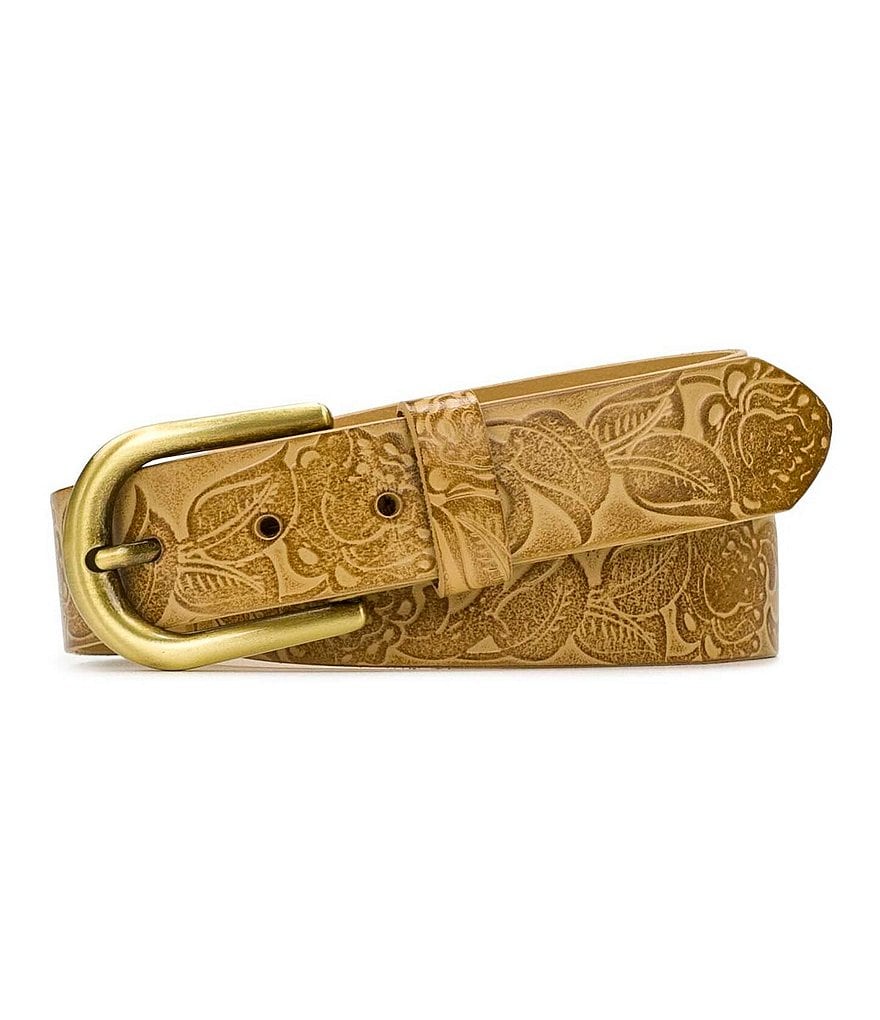 Patricia Nash 1.25#double; Vietri Rose Tooled Leather Jean Belt