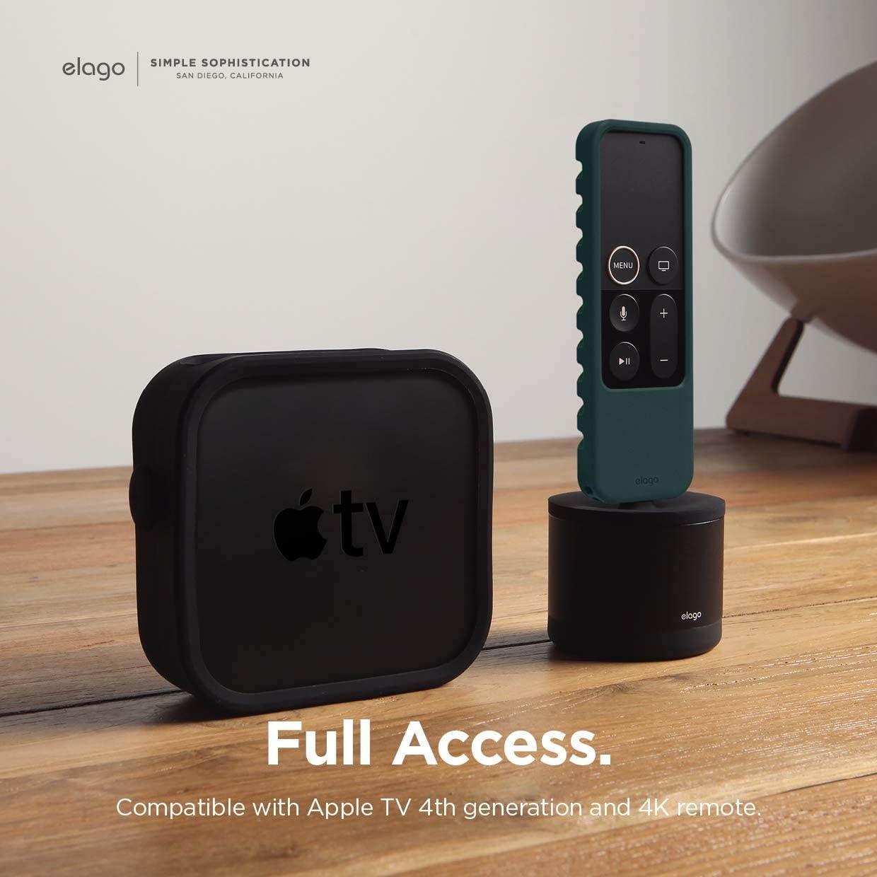 elago R3 Protective Case Compatible with Apple TV Siri Remote 1st Generation (Midnight Green) - Extra Protection, Durable Silicone, Lanyard Included, Full Access