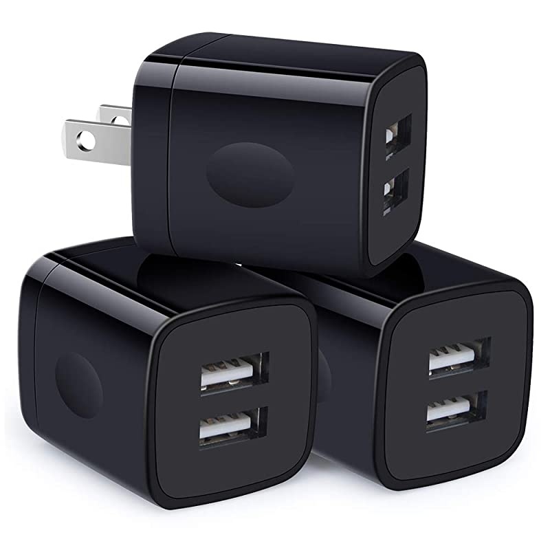 Wall Charger Box, 3Pack 2.1A Dual Charging Block Brick Power Adapter Cube for iPhone 12 Pro/Mini/Pro Max/SE/11/Xs Max/X, Samsung S21/S20 FE/Ultra 5G Note 21/20, LG, Google, Moto, Android Phone