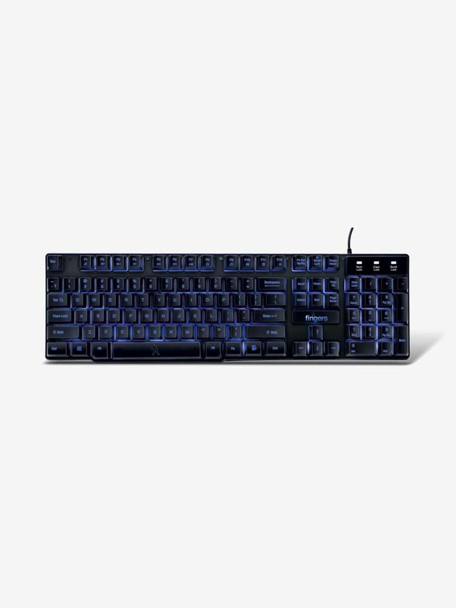 Fingers Wired Multimedia USB Backlit Keyboard (Blazing BlueLit, Jet Black)