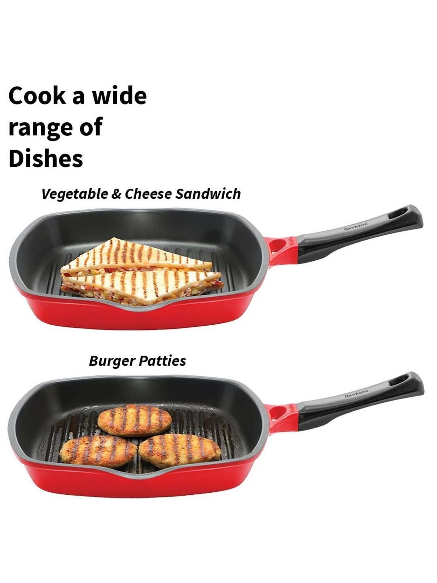 Hawkins Red Ceramic 30 cm Die Cast Grilling Pan (Dcgp30) (1 L)