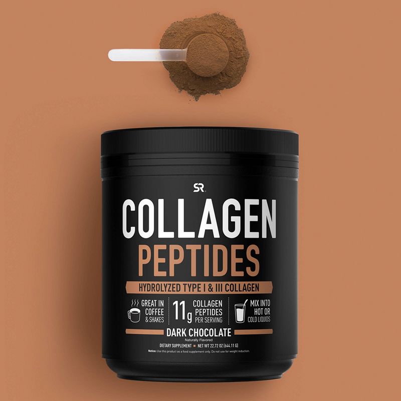 Sports Research Hydrolyzed Type 1 & 3 Collagen Peptides - Dark Chocolate - 22.72oz