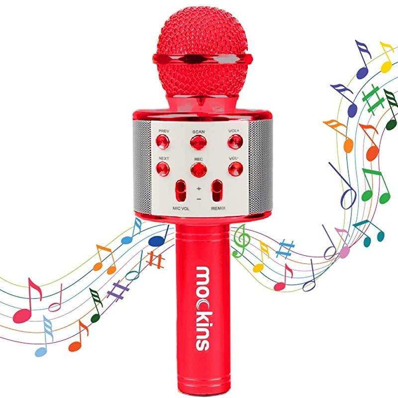 Wireless Bluetooth Karaoke Microphone with Built in Bluetooth Speaker AllinOne Karaoke Machine | Compatible with Android iOS iPhone Red Color
