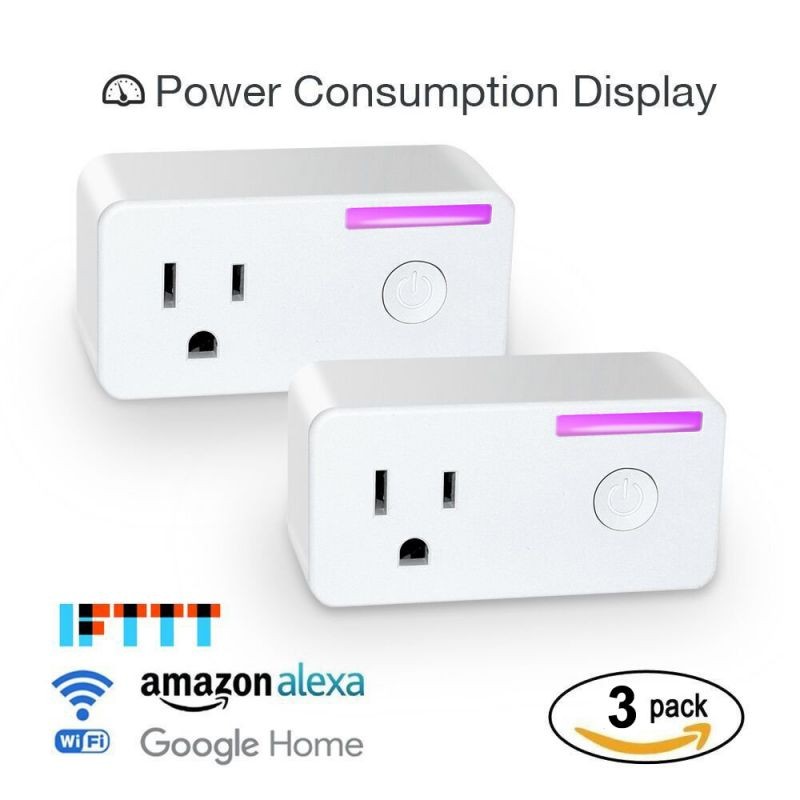 Haweel Wifi Enabled 16A 2.4GHz Smart Outlet - Alexa/Google Voice Control - 3 Pack