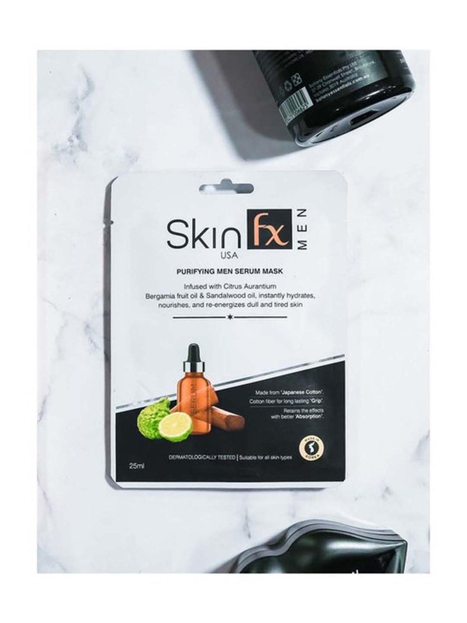 Skin Fx Brightening, Moisturizing & Purifying Men Facial Serum Mask - Pack of 2