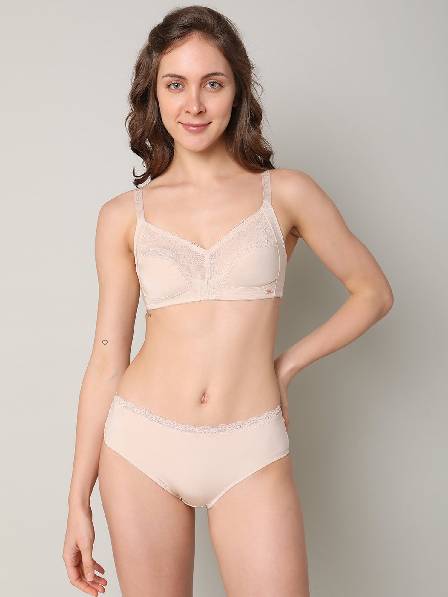 Vero Moda Intimates Beige Lace Full Coverage Bra