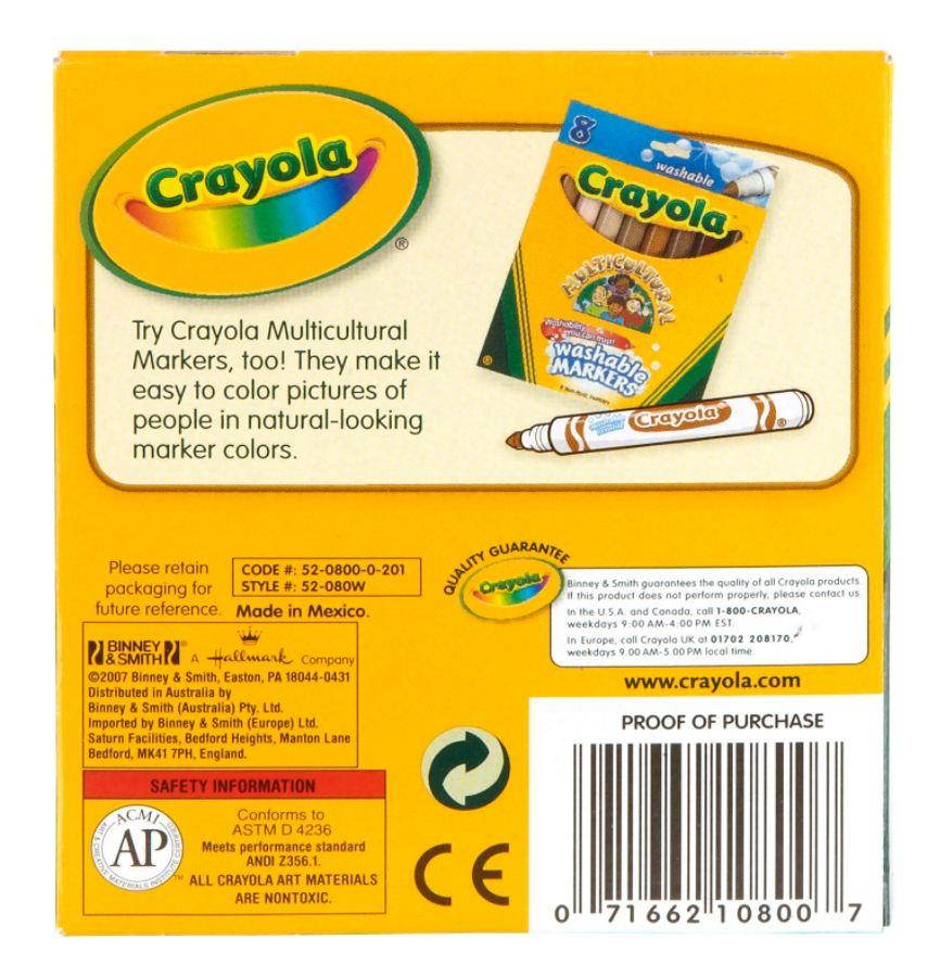 Crayola Large Multicultural Crayon  Assorted Ink - 8 / Box