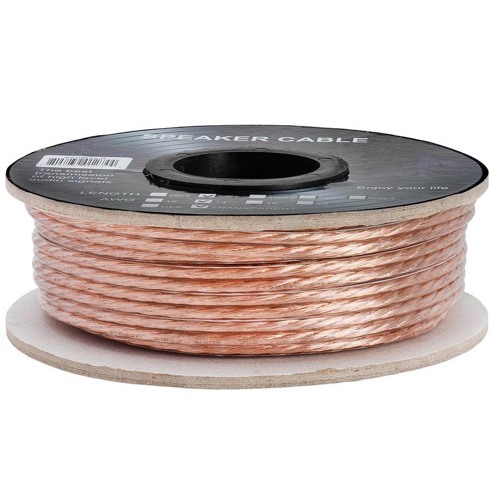 Cmple - 14AWG Clear Jacket Compact Speaker Wire Cable - 50ft