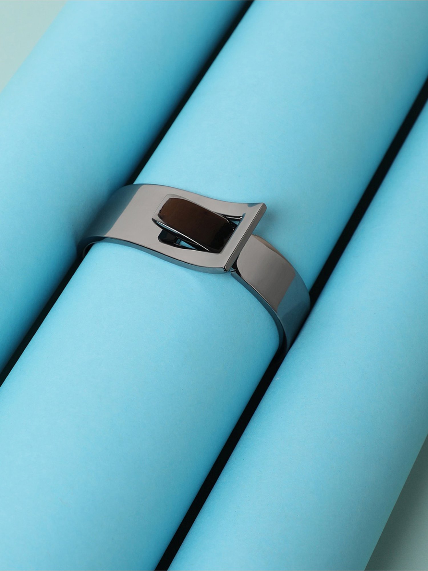 Sohi Slider Buckle Dark Silver Bracelet for Women & Girls