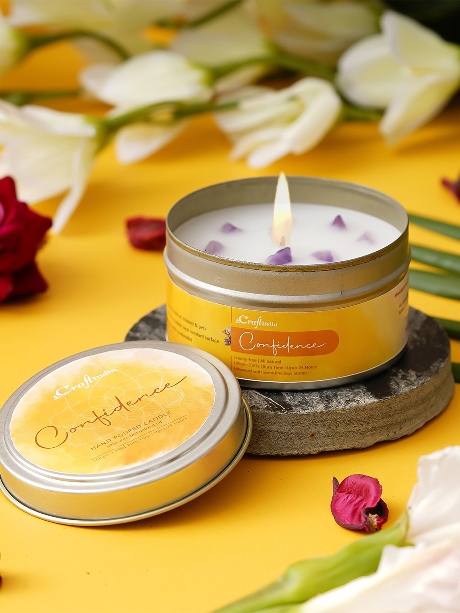 eCraftIndia Multicolor Soy Wax Confidence Hand Poured Candle (100gm)