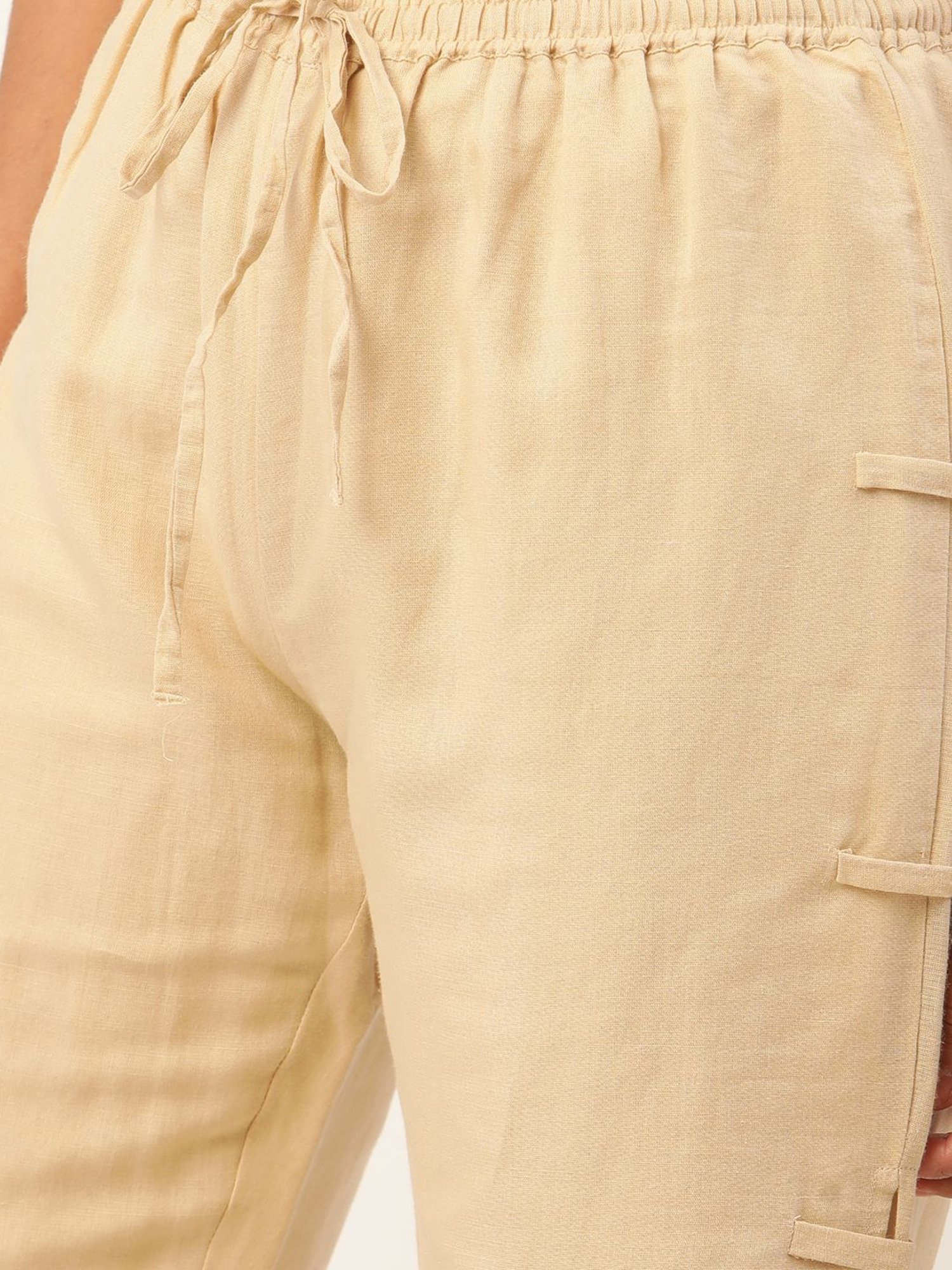 Rooted Beige Straight Fit Trousers