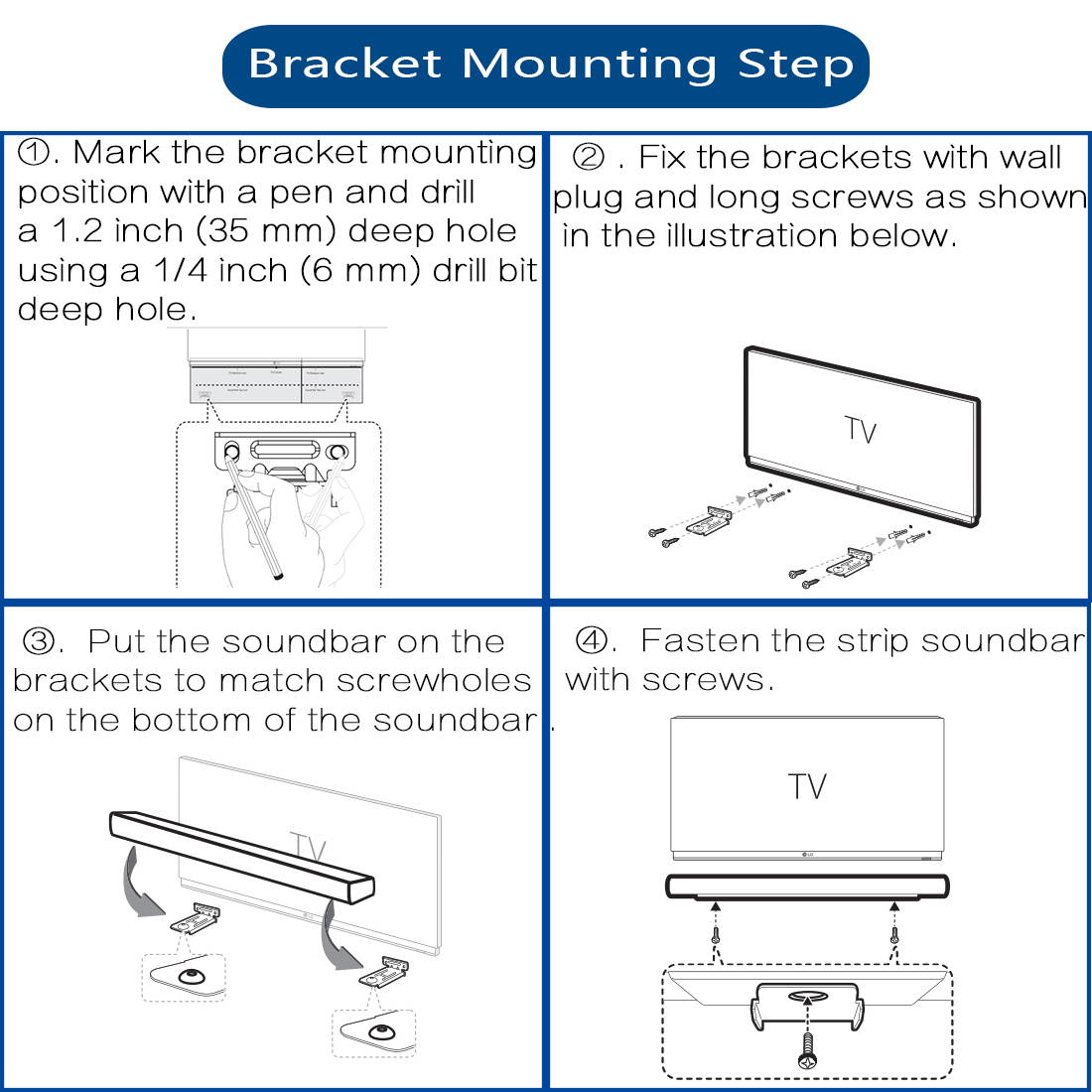 1 Pair of Black Wall Mounting Bracket for LG SK4D SK5 SK5R SK5Y SK6 SK6F SK6Y SKM6Y SK7Y SK8 SK8Y SL4Y SL5R SL6Y SL6YF SL7Y SL7YF Channel Audio Sound Bar
