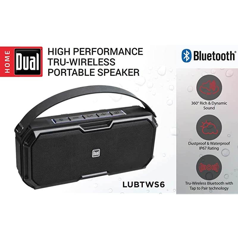 LUBTWS6 Wireless Portable Bluetooth Speaker | Truwireless Bluetooth Stereo | Waterproof Dustproof IP67 | 360? Rich Dynamic Sound | 100ft Wireless Range | 15 Hour Playtime