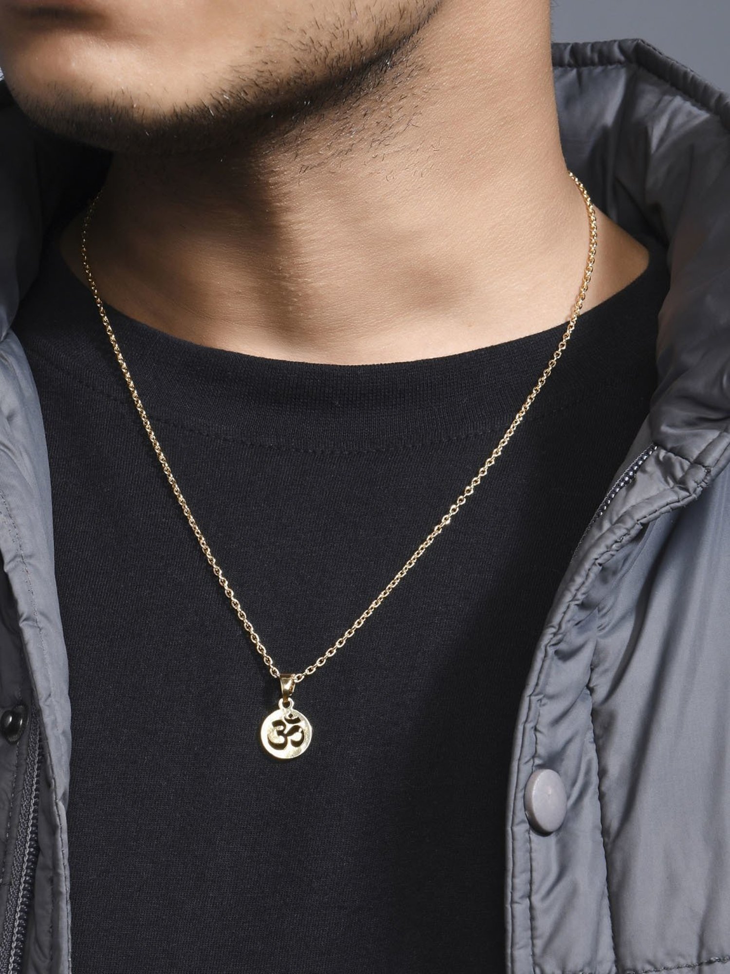 The Bro Code Gold-Plated Circular OM Pendant Necklace for Men