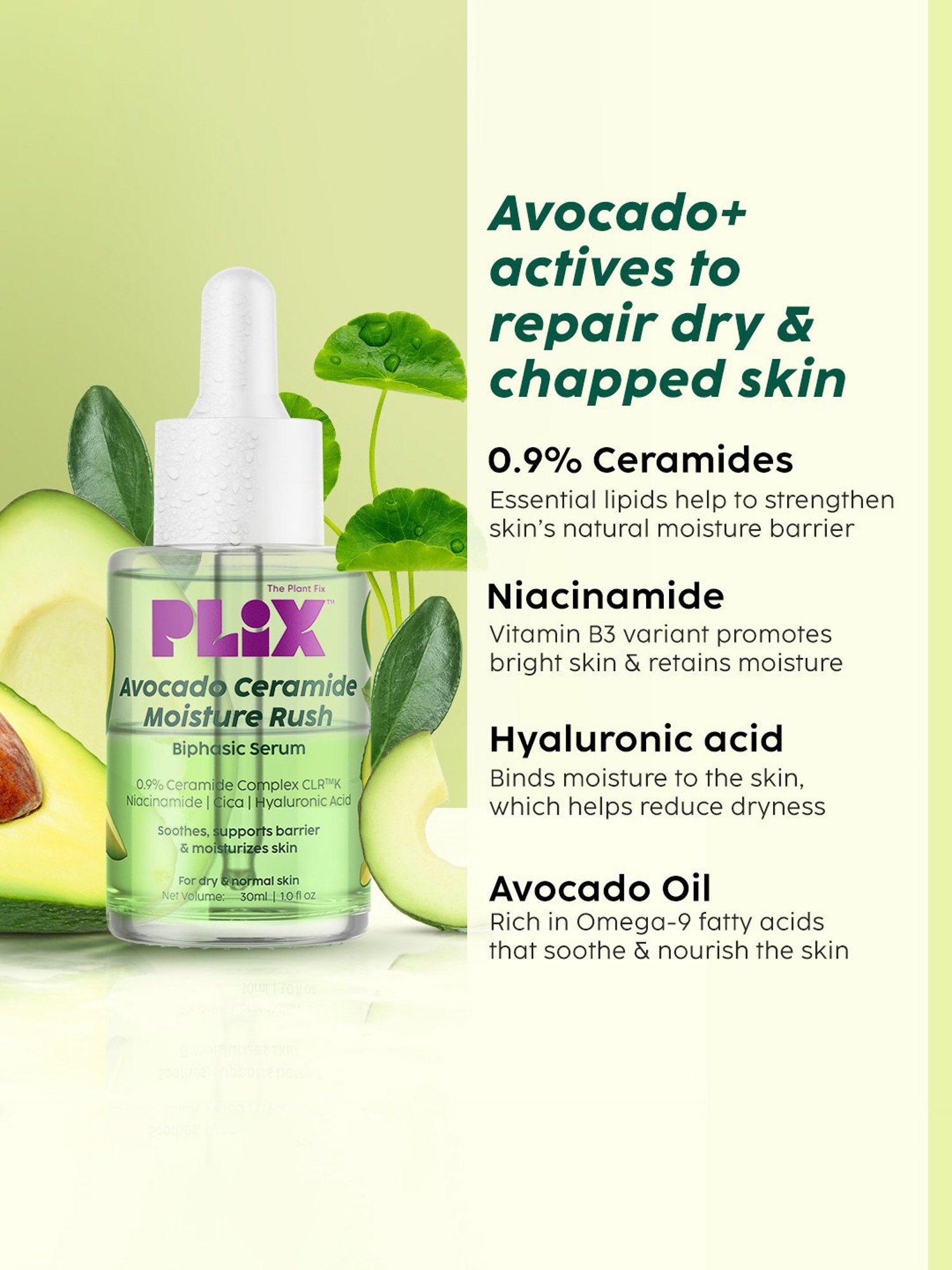 PLIX THE PLANT FIX Avocado Ceramide Moisture Rush Biphasic Serum & Juicy Cleanser Combo