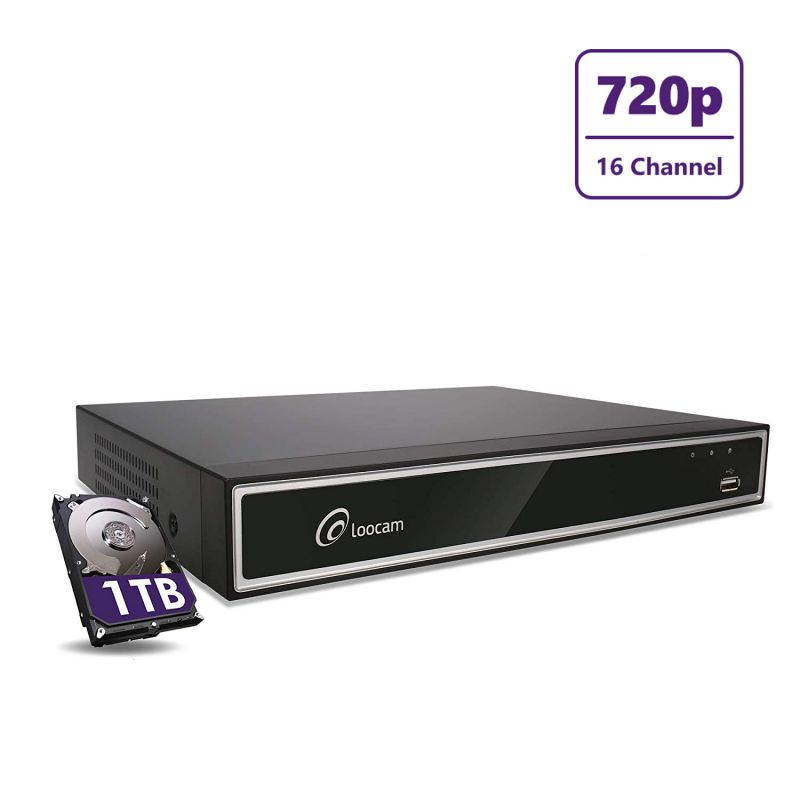 Loocam 16CH 720p Hybrid 4-in-1 DVR(Analog/AHD/TVI/CVI),H.264 CCTV Surveillance Security DVR Recorder with 1TB HDD,QR Code Scan Quick Access,Smartphone& PC Easy Remote Access