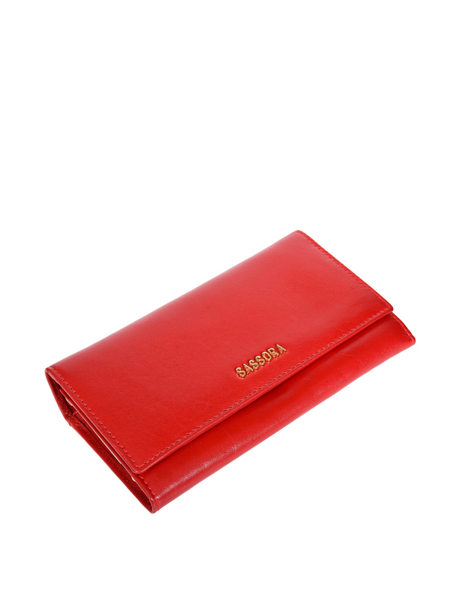 SASSORA Red Solid Rfid Wallet for Women