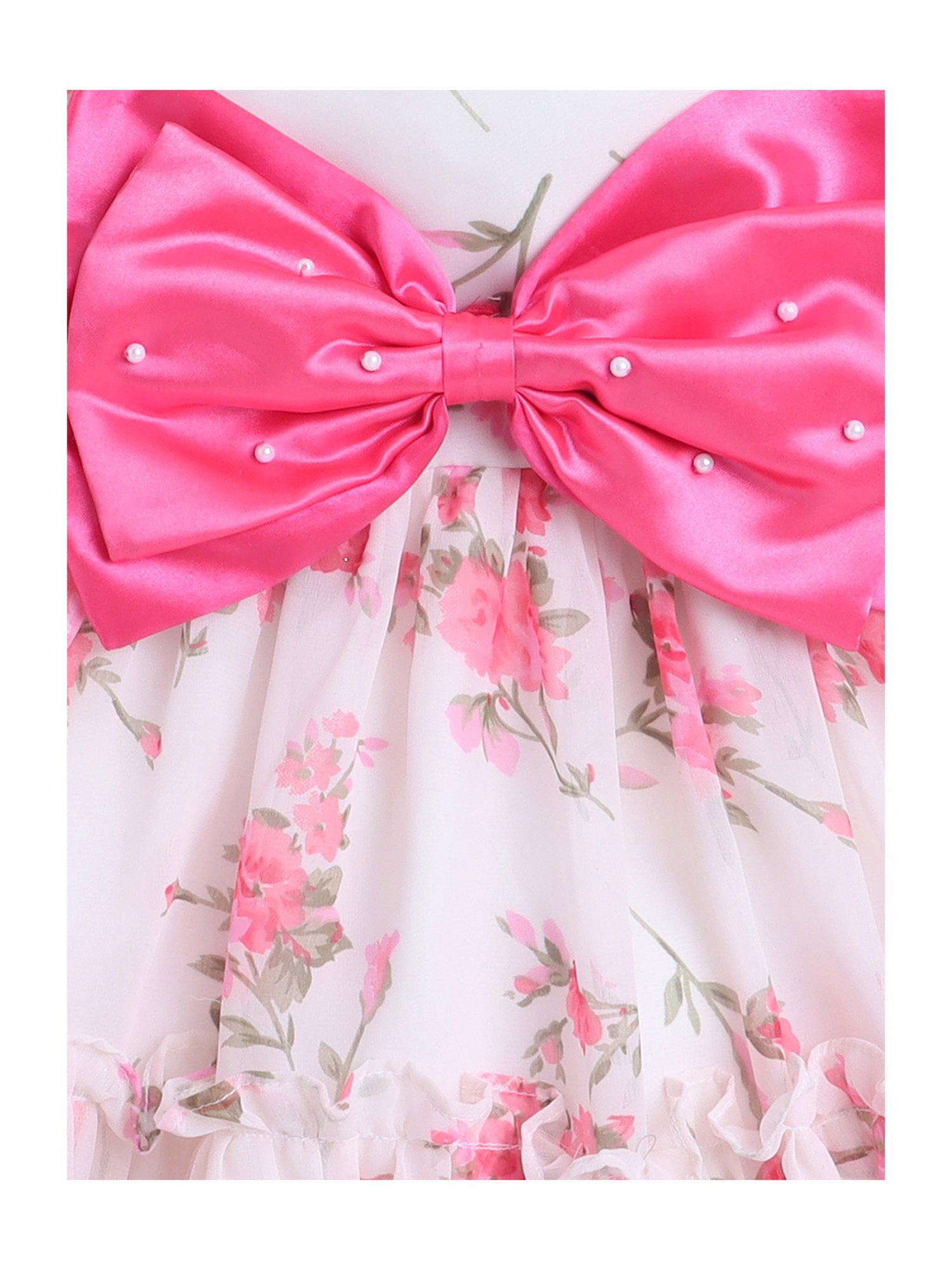 Many Frocks Kids White Floral Print Dress