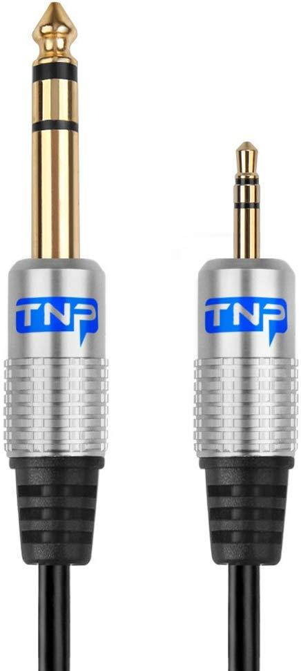 TNP Premium 6.35mm 1/4" to 3.5mm 1/8" Cable Adapter (3FT) - Male to Male TRS Stereo Audio Jack Plug Wire Cord Bi-Directional with Gold Plated Connector for iPod, Laptop, Home Theater, Amplifiers