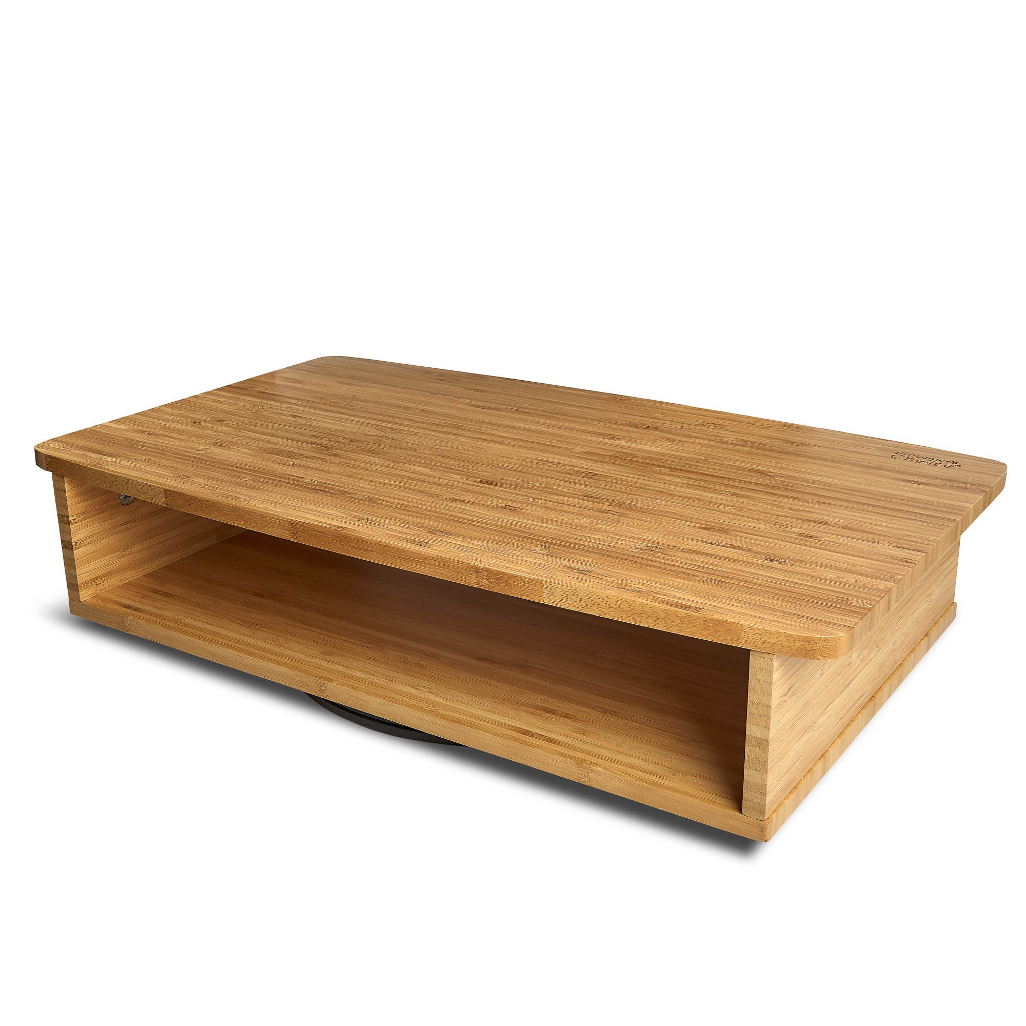 Prosumer's Choice Bamboo Rotating 2 tier Computer Monitor Stand and Shelf Riser for Home and Office