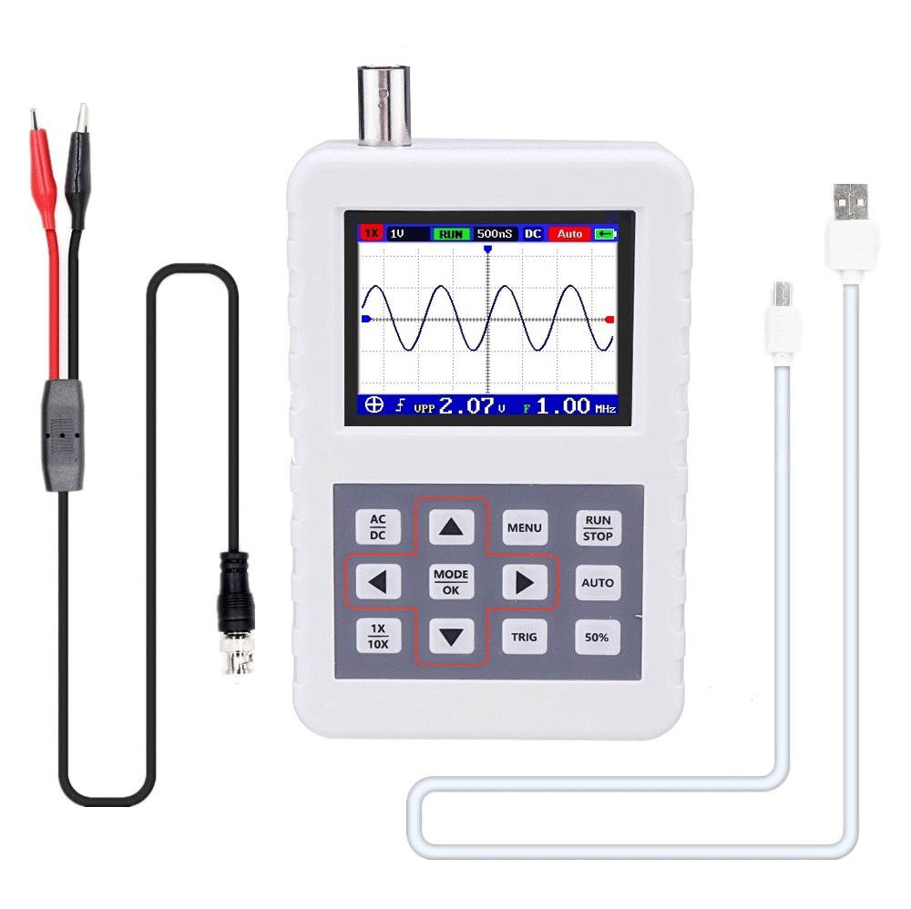 DANIU ADS2050H ADS2031H Handheld Oscilloscope High Precision 5MHz Bandwidth 20M Sampling Rate 2.4 Inch LCD Screen One Key Auto Built-in Lithium Battery