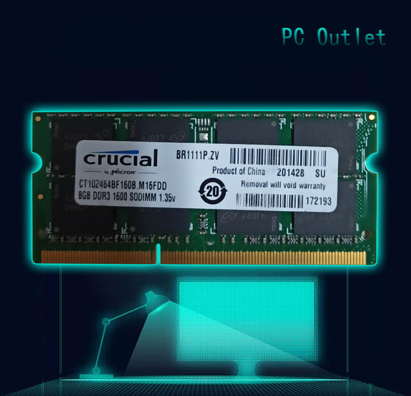 Crucial RAM CT02464BF160B.M16FDD 4GB, 1 x 4GB, DDR3L-1600MHz PC3L-12800 CL11 Laptop Memory