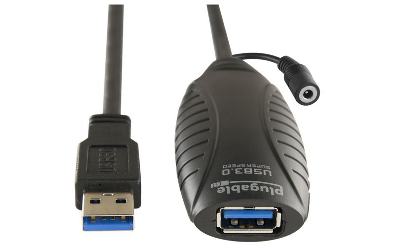 Plugable 10 Meter (32 Foot) USB 3.0 Active Extension Cable with AC Power Adapter and Back-Voltage Protection - For USB Device, Printer, Scanner, Mouse